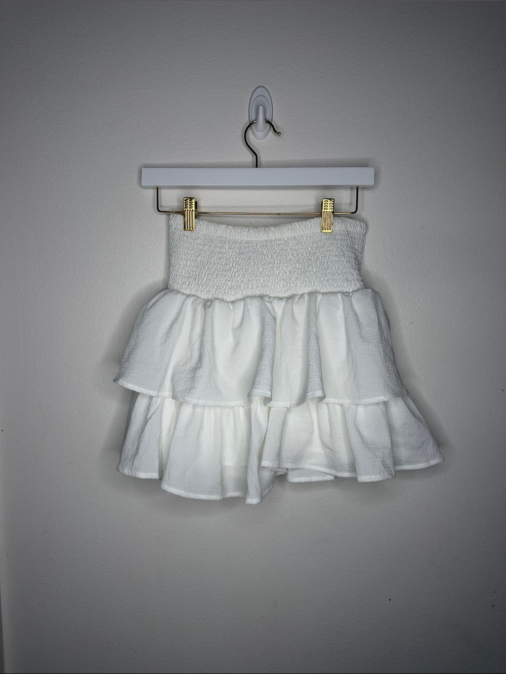 SHEIN White Tiered Ruffle Mini Skirt